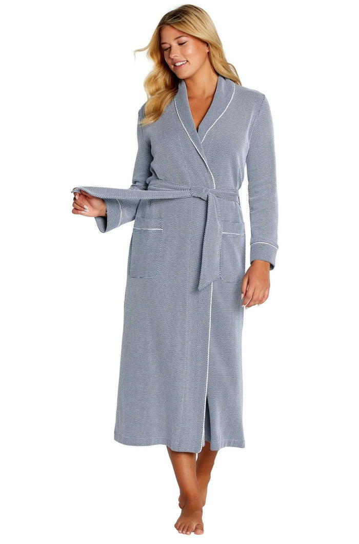 Grace Long Sleeve Long Textured Robe - Marelle Sleepwear