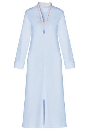Kelly Front Zipper Long Sleeve Full Length Jacquard Robe - Sales Rack - Marelle Sleepwear