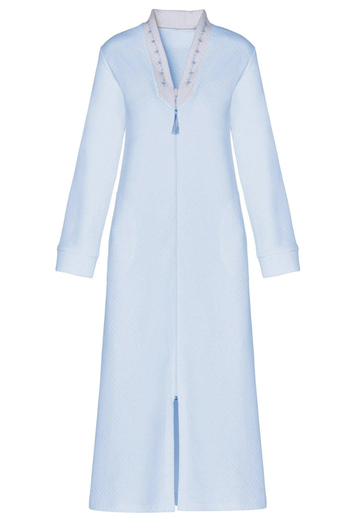 Kelly Front Zipper Long Sleeve Full Length Jacquard Robe - Sales Rack - Marelle Sleepwear