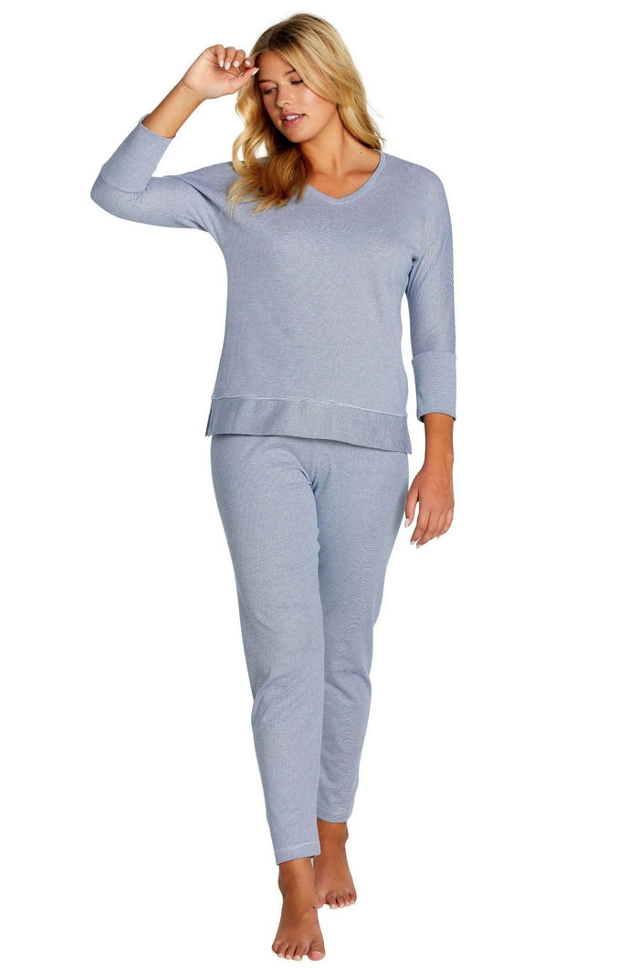 Cozy 3/4 Sleeve V Neck PJ Set - Marelle Sleepwear